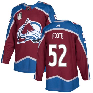 Authentic Adidas Men's Adam Foote Colorado Avalanche Burgundy Home 2022 Stanley Cup Final Patch Jersey -
