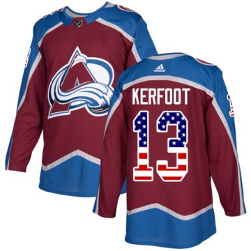Authentic Adidas Men's Alexander Kerfoot Colorado Avalanche Burgundy USA Flag Fashion Jersey - Red