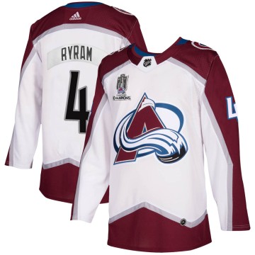 Authentic Adidas Men's Bowen Byram Colorado Avalanche 2020/21 Away 2022 Stanley Cup Champions Jersey - White
