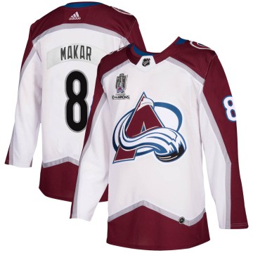 Authentic Adidas Men's Cale Makar Colorado Avalanche 2020/21 Away 2022 Stanley Cup Champions Jersey - White
