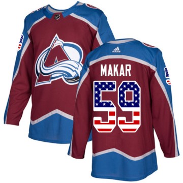 Authentic Adidas Men's Cale Makar Colorado Avalanche Burgundy USA Flag Fashion Jersey - Red