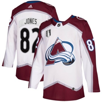 Authentic Adidas Men's Caleb Jones Colorado Avalanche 2020/21 Away 2022 Stanley Cup Final Patch Jersey - White