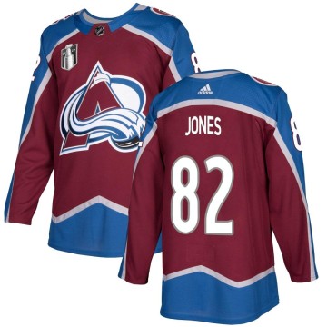 Authentic Adidas Men's Caleb Jones Colorado Avalanche Burgundy Home 2022 Stanley Cup Final Patch Jersey -
