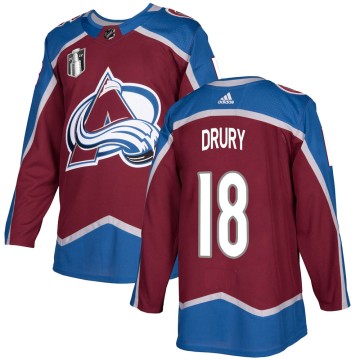 Authentic Adidas Men's Chris Drury Colorado Avalanche Burgundy Home 2022 Stanley Cup Final Patch Jersey -