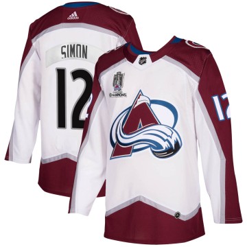 Authentic Adidas Men's Chris Simon Colorado Avalanche 2020/21 Away 2022 Stanley Cup Champions Jersey - White