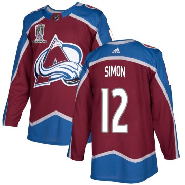 Authentic Adidas Men's Chris Simon Colorado Avalanche Burgundy Home 2022 Stanley Cup Champions Jersey -