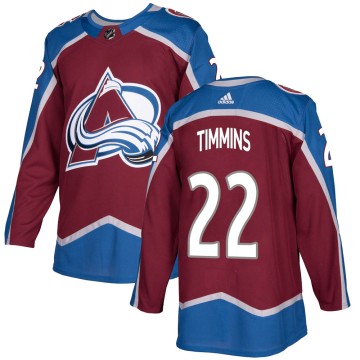 Authentic Adidas Men's Conor Timmins Colorado Avalanche Burgundy Home Jersey -