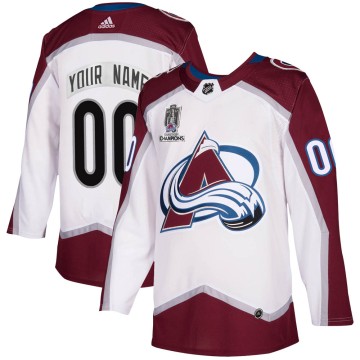 Authentic Adidas Men's Custom Colorado Avalanche Custom 2020/21 Away 2022 Stanley Cup Champions Jersey - White