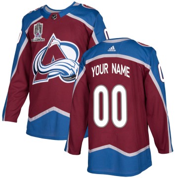 Authentic Adidas Men's Custom Colorado Avalanche Custom Burgundy Home 2022 Stanley Cup Champions Jersey -