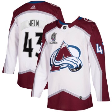Authentic Adidas Men's Darren Helm Colorado Avalanche 2020/21 Away 2022 Stanley Cup Champions Jersey - White