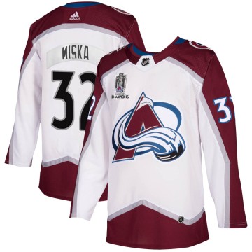 Authentic Adidas Men's Hunter Miska Colorado Avalanche 2020/21 Away 2022 Stanley Cup Champions Jersey - White