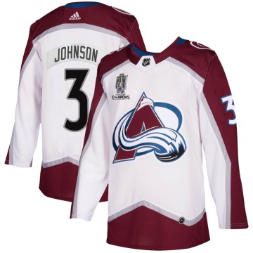 Authentic Adidas Men's Jack Johnson Colorado Avalanche 2020/21 Away 2022 Stanley Cup Champions Jersey - White