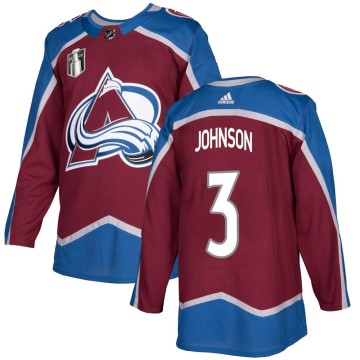 Authentic Adidas Men's Jack Johnson Colorado Avalanche Burgundy Home 2022 Stanley Cup Final Patch Jersey -