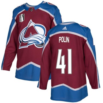 Authentic Adidas Men's Jason Polin Colorado Avalanche Burgundy Home 2022 Stanley Cup Final Patch Jersey -