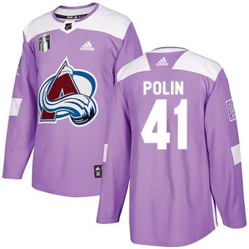 Authentic Adidas Men's Jason Polin Colorado Avalanche Fights Cancer Practice 2022 Stanley Cup Final Patch Jersey - Purple
