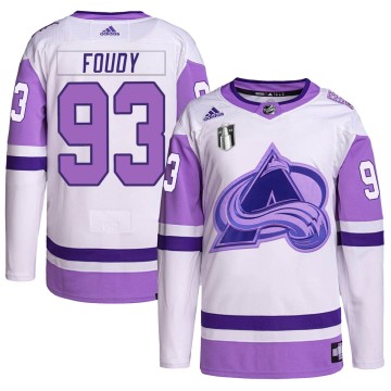 Authentic Adidas Men's Jean-Luc Foudy Colorado Avalanche Hockey Fights Cancer Primegreen 2022 Stanley Cup Final Patch Jersey - W