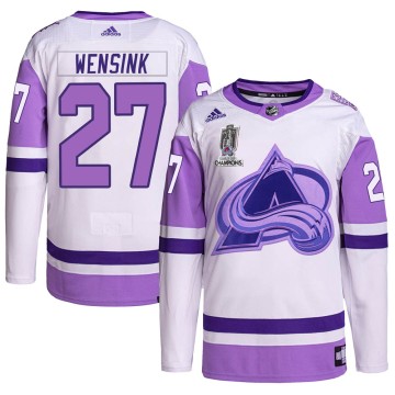 Authentic Adidas Men's John Wensink Colorado Avalanche Hockey Fights Cancer 2022 Stanley Cup Champions Jersey - White/Purple