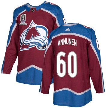 Authentic Adidas Men's Justus Annunen Colorado Avalanche Burgundy Home 2022 Stanley Cup Champions Jersey -