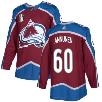 Authentic Adidas Men's Justus Annunen Colorado Avalanche Burgundy Home 2022 Stanley Cup Final Patch Jersey -