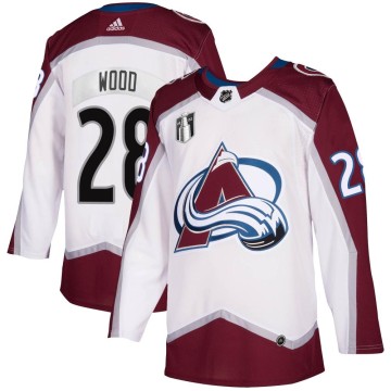 Authentic Adidas Men's Miles Wood Colorado Avalanche 2020/21 Away 2022 Stanley Cup Final Patch Jersey - White