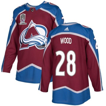 Authentic Adidas Men's Miles Wood Colorado Avalanche Burgundy Home 2022 Stanley Cup Champions Jersey -