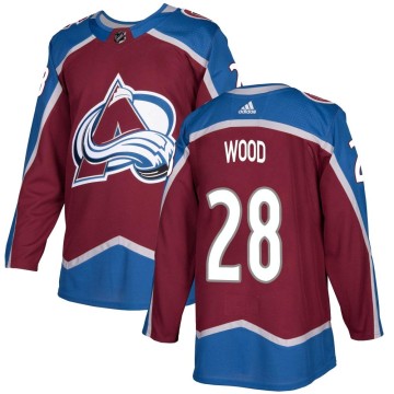Authentic Adidas Men's Miles Wood Colorado Avalanche Burgundy Home Jersey -