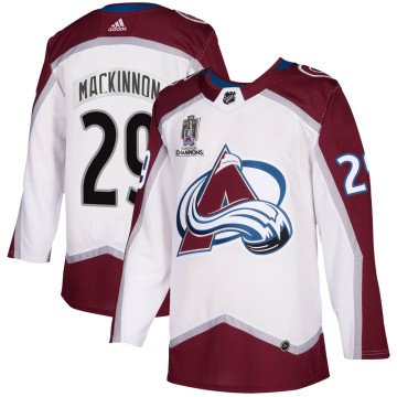 Authentic Adidas Men's Nathan MacKinnon Colorado Avalanche 2020/21 Away 2022 Stanley Cup Champions Jersey - White
