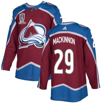 Authentic Adidas Men's Nathan MacKinnon Colorado Avalanche Burgundy Home 2022 Stanley Cup Champions Jersey -