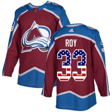 Authentic Adidas Men's Patrick Roy Colorado Avalanche Burgundy USA Flag Fashion Jersey - Red