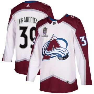 Authentic Adidas Men's Pavel Francouz Colorado Avalanche 2020/21 Away 2022 Stanley Cup Champions Jersey - White
