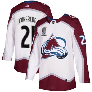Authentic Adidas Men's Peter Forsberg Colorado Avalanche 2020/21 Away 2022 Stanley Cup Champions Jersey - White