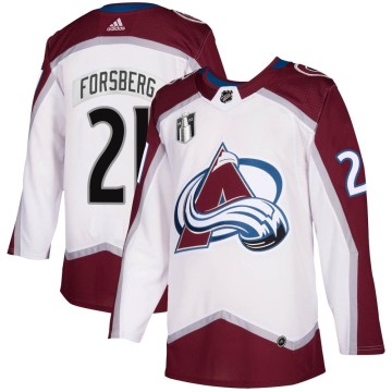 Authentic Adidas Men's Peter Forsberg Colorado Avalanche 2020/21 Away 2022 Stanley Cup Final Patch Jersey - White