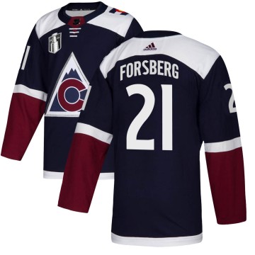 Authentic Adidas Men's Peter Forsberg Colorado Avalanche Alternate 2022 Stanley Cup Final Patch Jersey - Navy