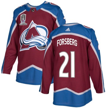 Authentic Adidas Men's Peter Forsberg Colorado Avalanche Burgundy Home 2022 Stanley Cup Champions Jersey -