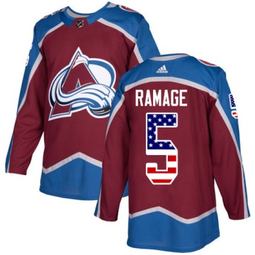 Authentic Adidas Men's Rob Ramage Colorado Avalanche Burgundy USA Flag Fashion Jersey - Red