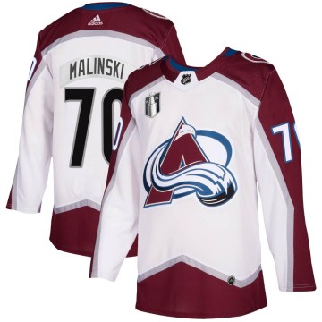 Authentic Adidas Men's Sam Malinski Colorado Avalanche 2020/21 Away 2022 Stanley Cup Final Patch Jersey - White