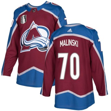 Authentic Adidas Men's Sam Malinski Colorado Avalanche Burgundy Home 2022 Stanley Cup Final Patch Jersey -