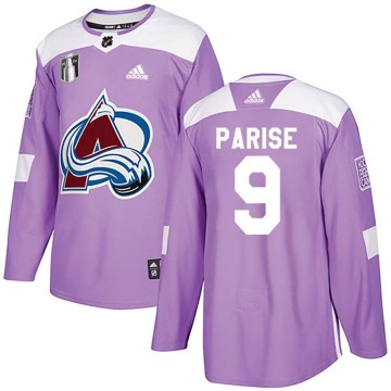 Authentic Adidas Men's Zach Parise Colorado Avalanche Fights Cancer Practice 2022 Stanley Cup Final Patch Jersey - Purple