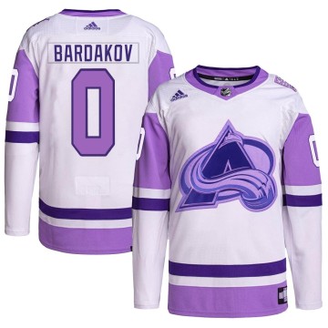 Authentic Adidas Men's Zakhar Bardakov Colorado Avalanche Hockey Fights Cancer Primegreen Jersey - White/Purple