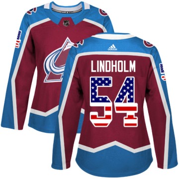 Authentic Adidas Women's Anton Lindholm Colorado Avalanche Burgundy USA Flag Fashion Jersey - Red