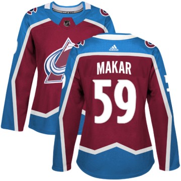 Authentic Adidas Women's Cale Makar Colorado Avalanche Burgundy Home Jersey - Red