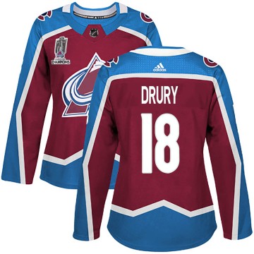 Authentic Adidas Women's Chris Drury Colorado Avalanche Burgundy Home 2022 Stanley Cup Champions Jersey -