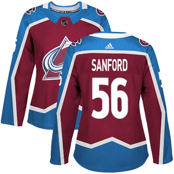 Authentic Adidas Women's Cole Sanford Colorado Avalanche Burgundy Home Jersey -