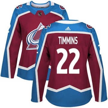 Authentic Adidas Women's Conor Timmins Colorado Avalanche Burgundy Home Jersey -