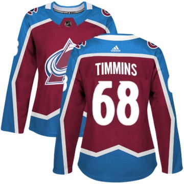 Authentic Adidas Women's Conor Timmins Colorado Avalanche Burgundy Home Jersey - Red