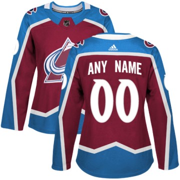 Authentic Adidas Women's Custom Colorado Avalanche Burgundy Home Jersey - Red