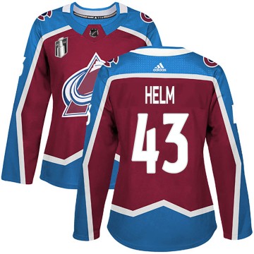 Authentic Adidas Women's Darren Helm Colorado Avalanche Burgundy Home 2022 Stanley Cup Final Patch Jersey -