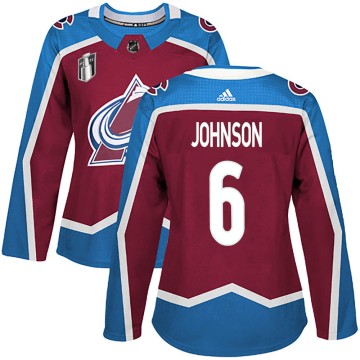 Authentic Adidas Women's Erik Johnson Colorado Avalanche Burgundy Home 2022 Stanley Cup Final Patch Jersey -