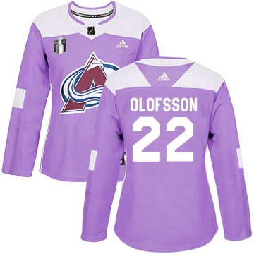 Authentic Adidas Women's Fredrik Olofsson Colorado Avalanche Fights Cancer Practice 2022 Stanley Cup Final Patch Jersey - Purple
