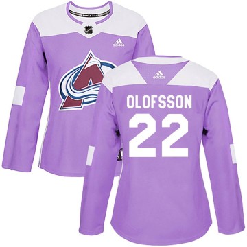 Authentic Adidas Women's Fredrik Olofsson Colorado Avalanche Fights Cancer Practice Jersey - Purple